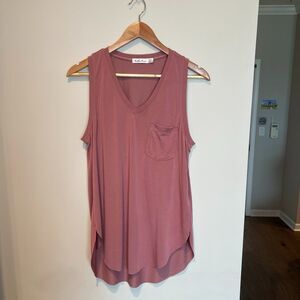 Another Love Woman’s Pink Tank Top V-Neck Blouse Chest Pocket - Size M
